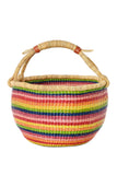 Rainbow Chaser Bolga Basket with Leather Accents