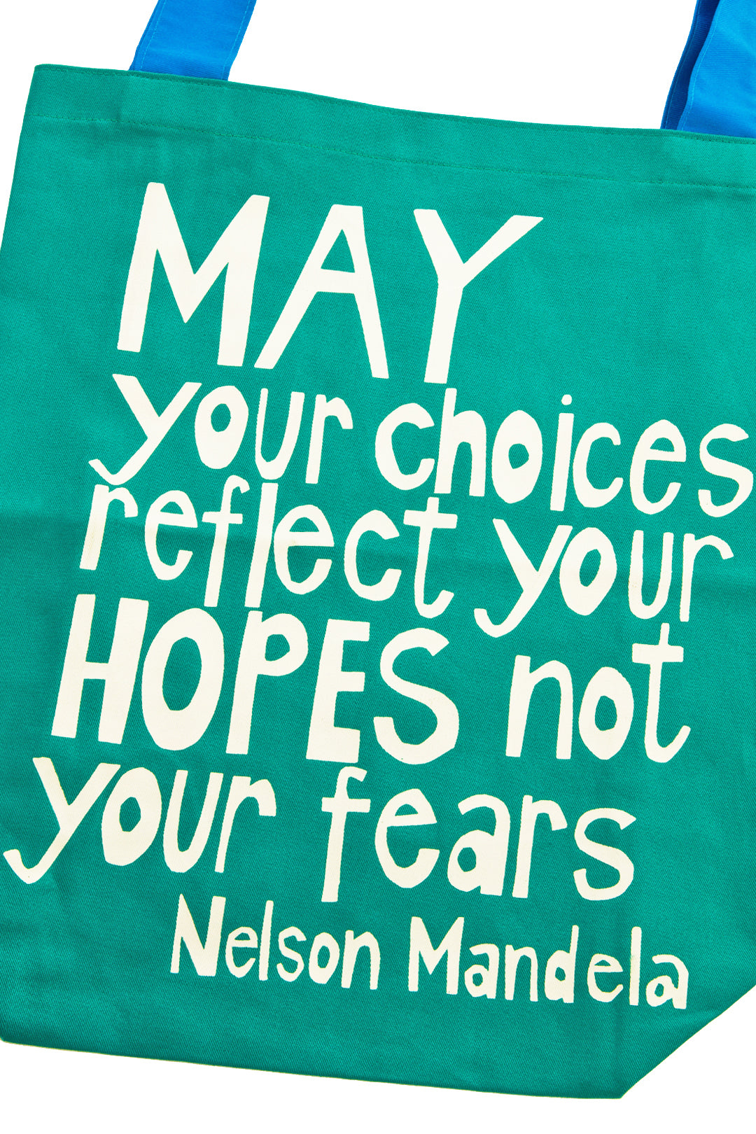 Teal "Reflect Your Hopes" Nelson Mandela Tote