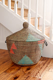 Red and Aqua Tribal Design Basket