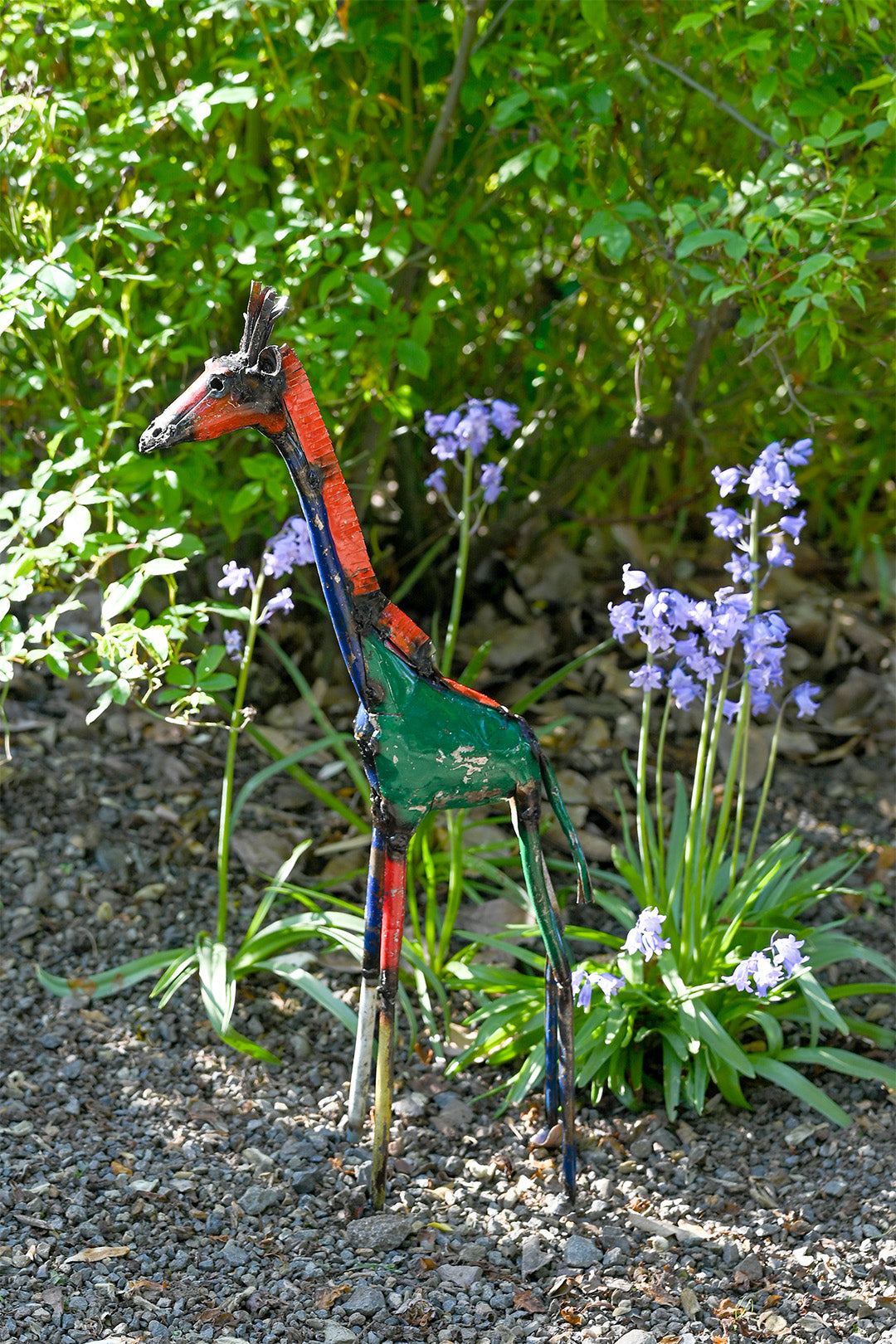 Colorful Giraffe Oil Drum Sculptures