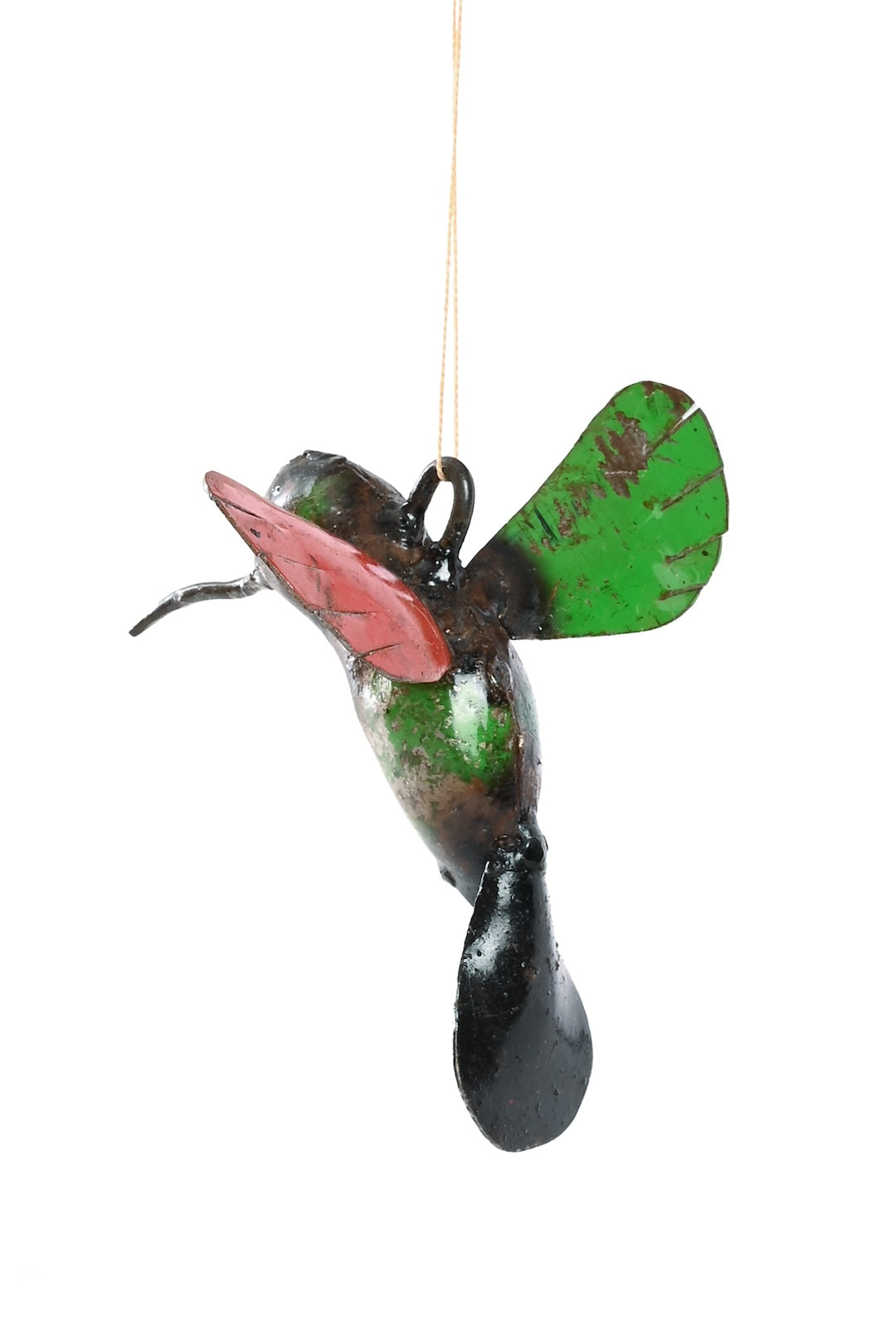 Recycled Metal Hummingbird Hanging Sculpture Ornament