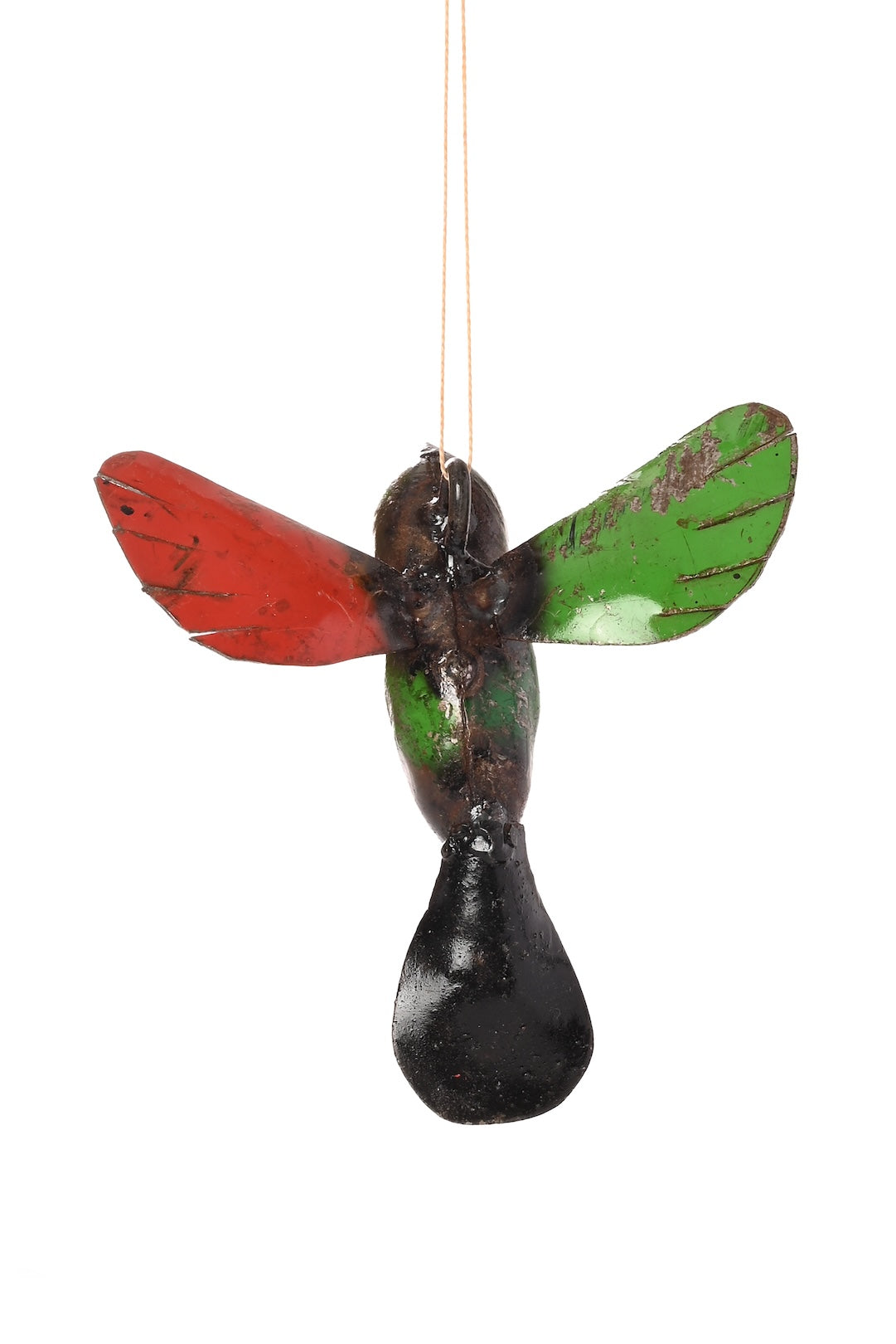 Recycled Metal Hummingbird Hanging Sculpture Ornament