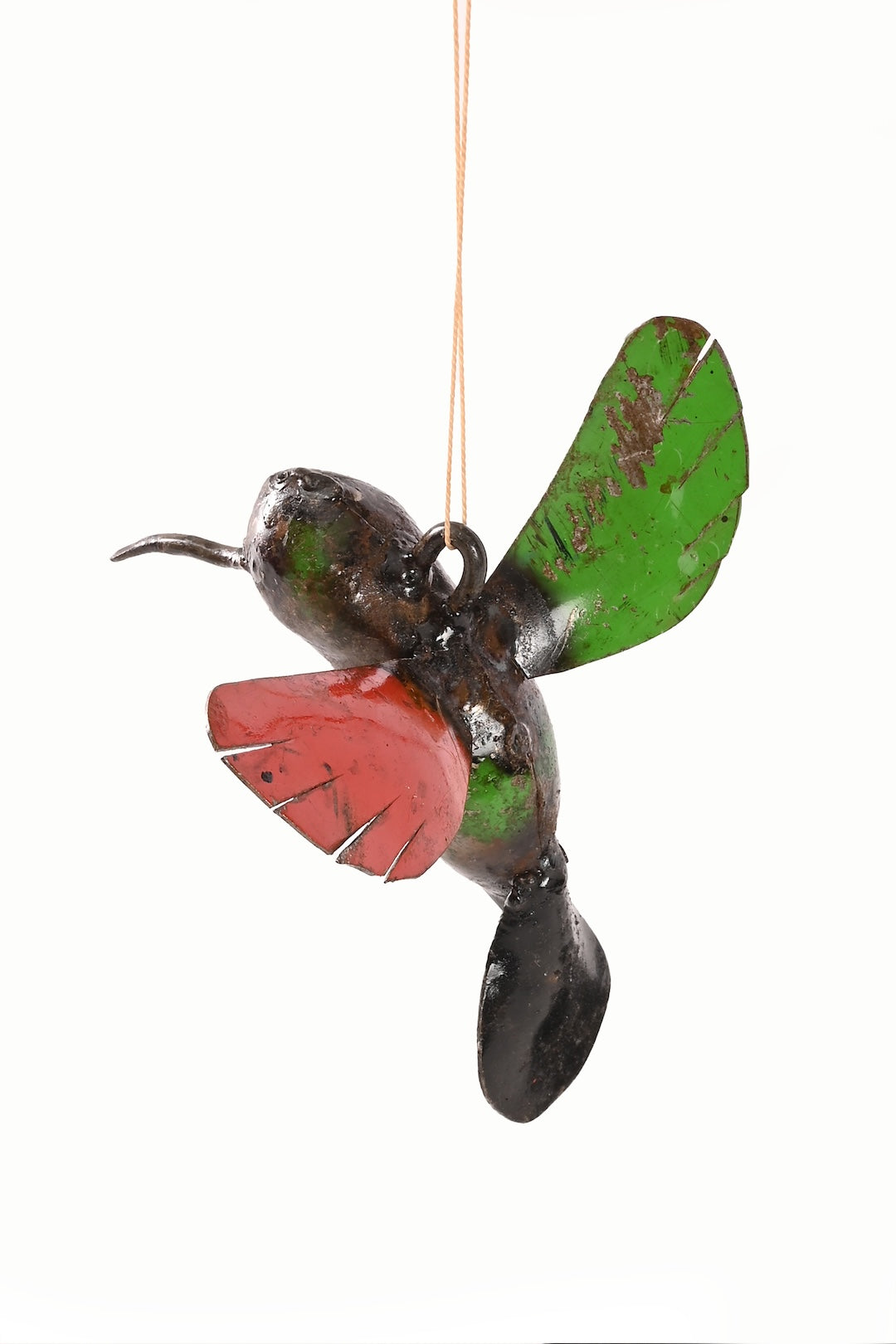 Recycled Metal Hummingbird Hanging Sculpture Ornament