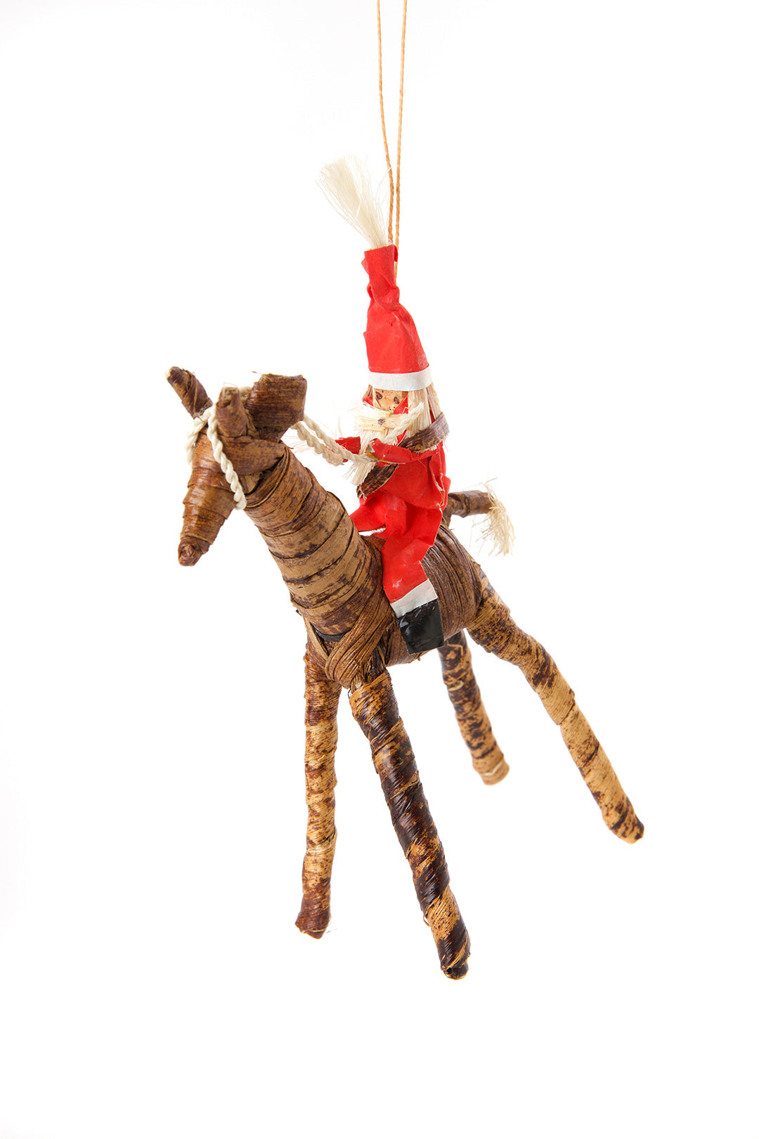 Santa on Giraffe Banana Fiber Ornament