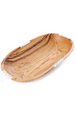 Wild Olive Wood Oval Bowl with Striped Bone Inlay