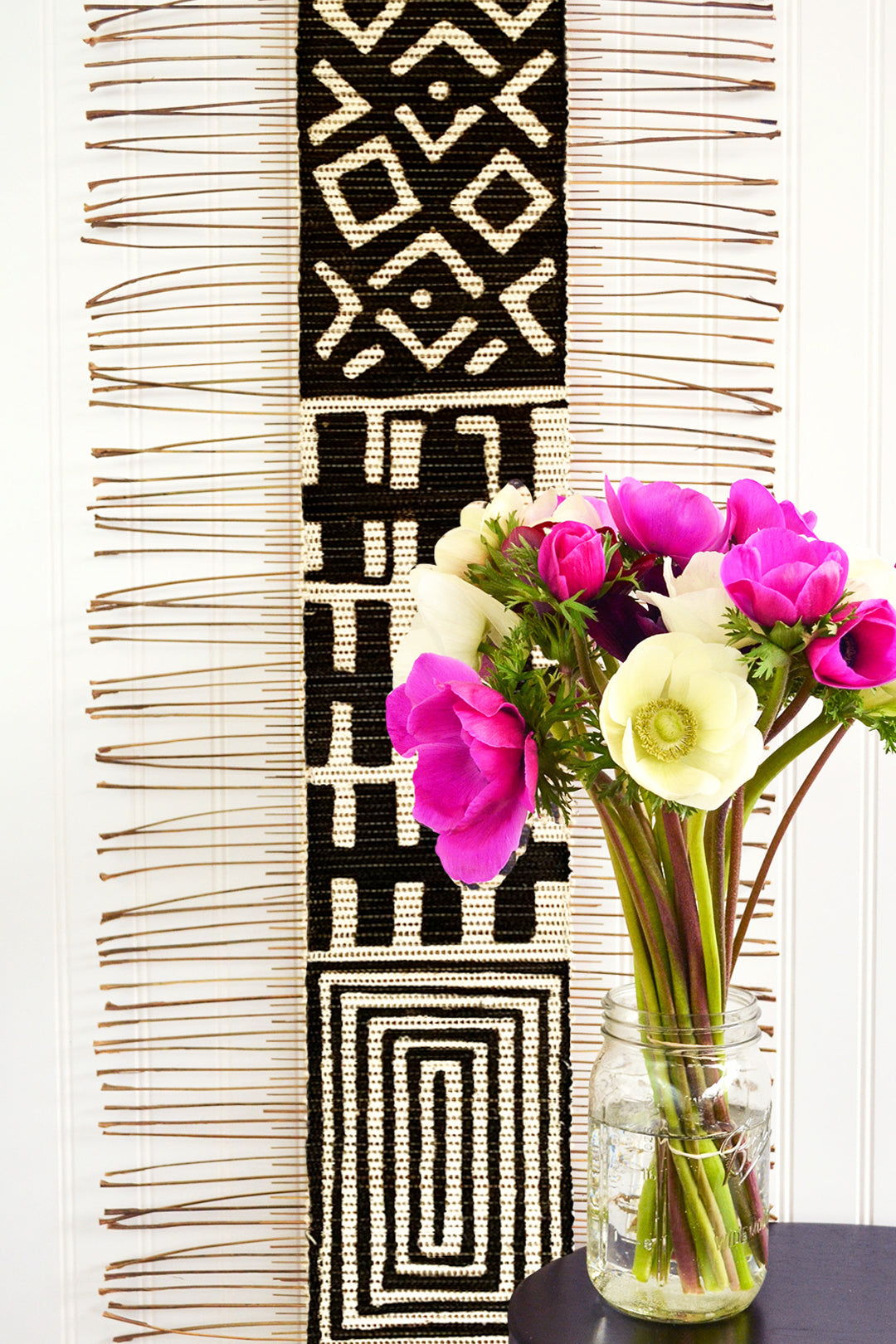 Black & White Mixed Motif Twig Table Runner