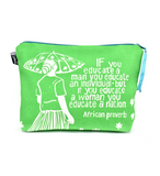 "Educate a Woman" African Proverb Pouch in Lime or Hibiscus