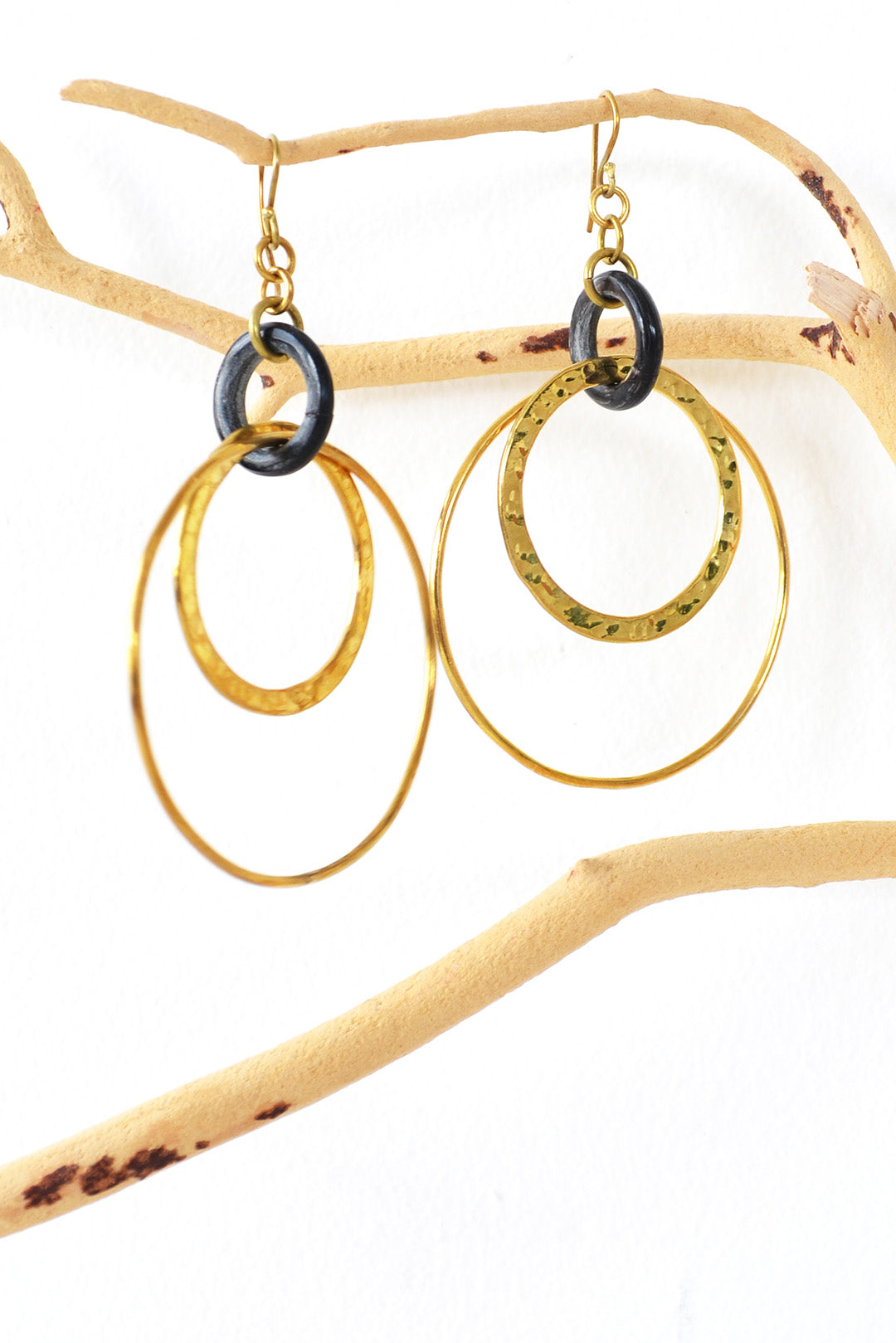 Brass & Horn Lariat Earrings