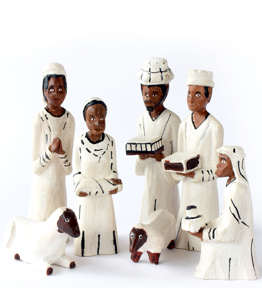 Hand Painted Wooden Nativity from Mozambique