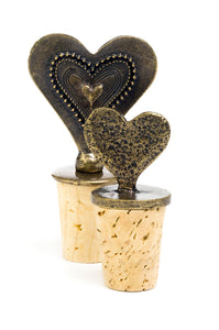 Brass Heart Bottle Stoppers Textured Heart Stoppers