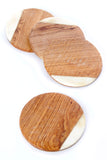 Set of 4 Olive Wood Coasters with White Bone Inlay