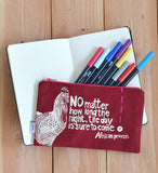 Crimson "The Day is Sure to Come" African Proverb Flat Pouch