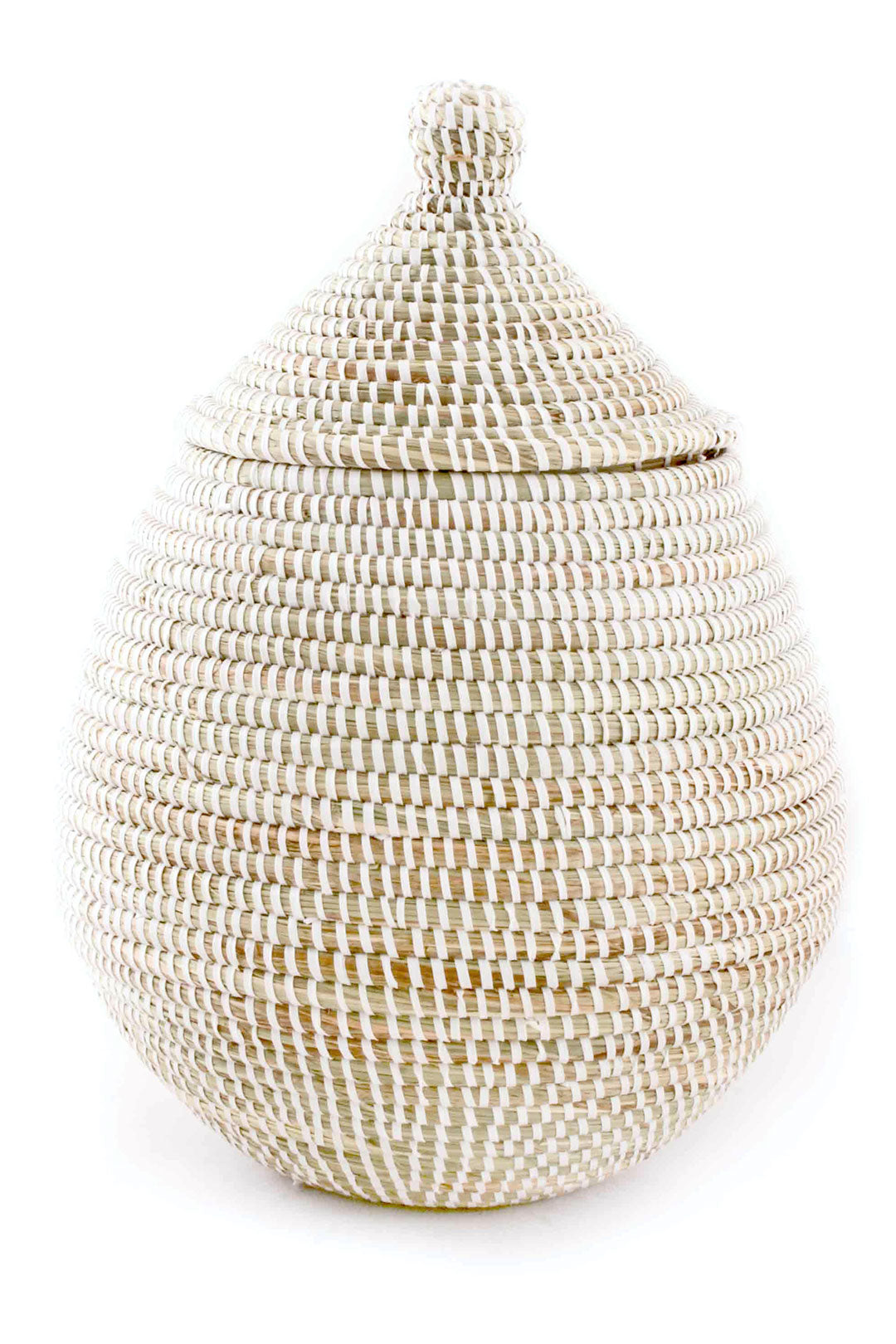 White Lidded African Gourd Basket Default Title