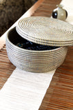 Silver Lidded African Storage Basket Default Title