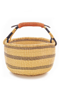 Midnight Stripes Handwoven Bolga Basket