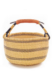 Midnight Stripes Handwoven Bolga Basket