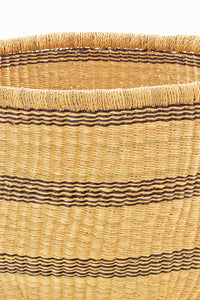 Midnight Stripes Handwoven Bolga Basket
