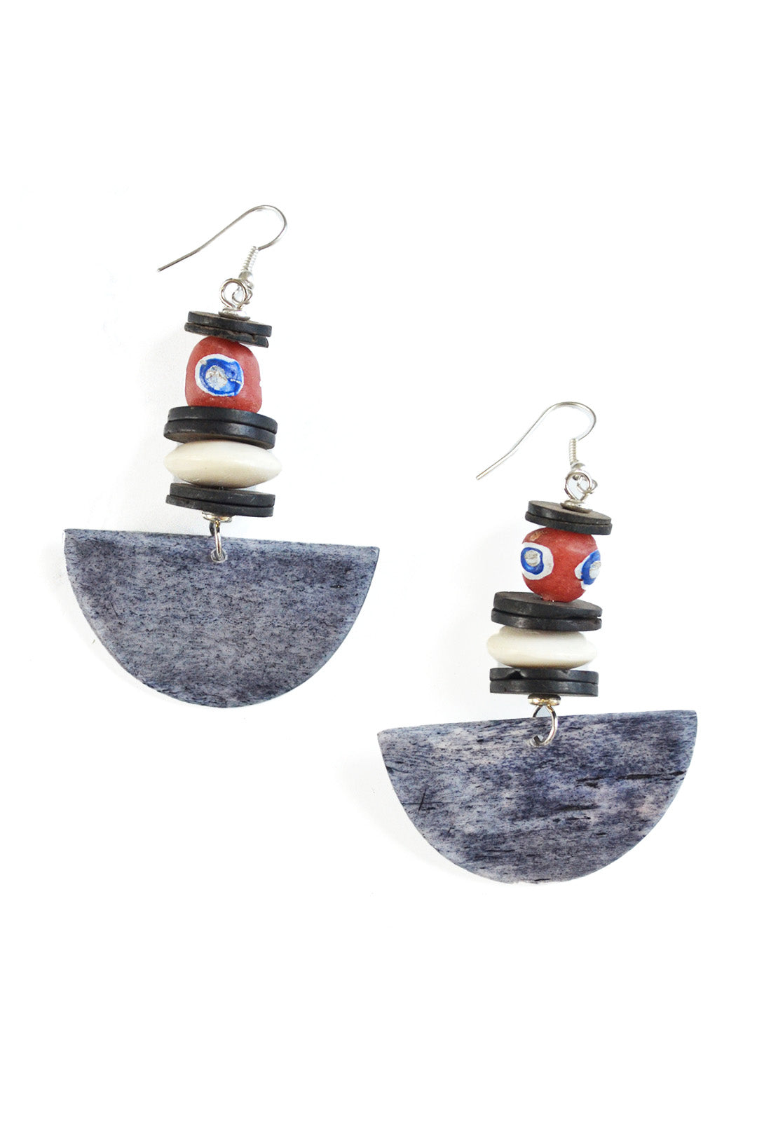 Gray Half Moon Dangle Earrings