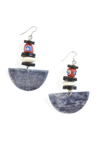 Gray Half Moon Dangle Earrings