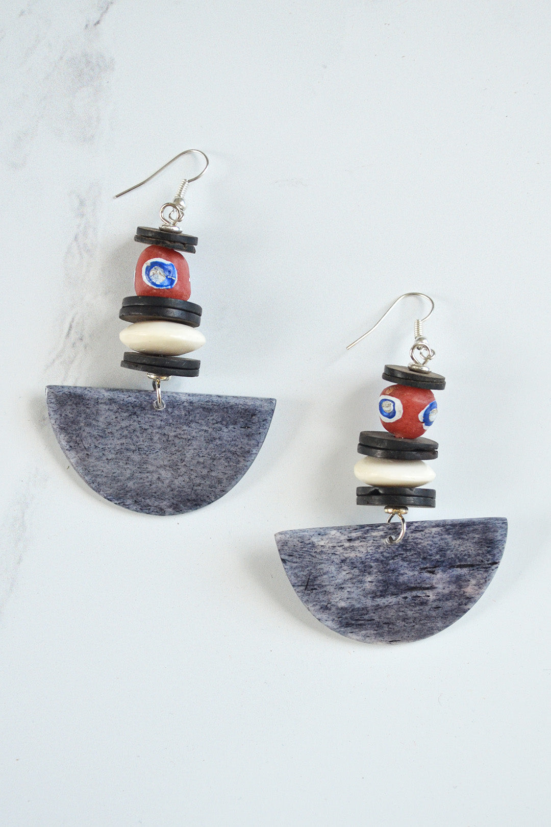 Gray Half Moon Dangle Earrings