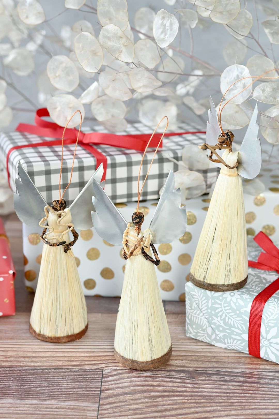 Standing Angel Ornament with Recycled Wings