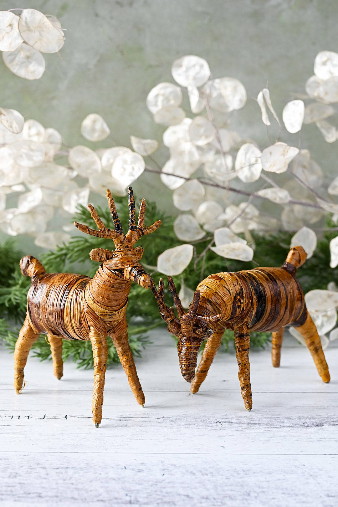 Kenyan Banana Fiber Reindeer Pair