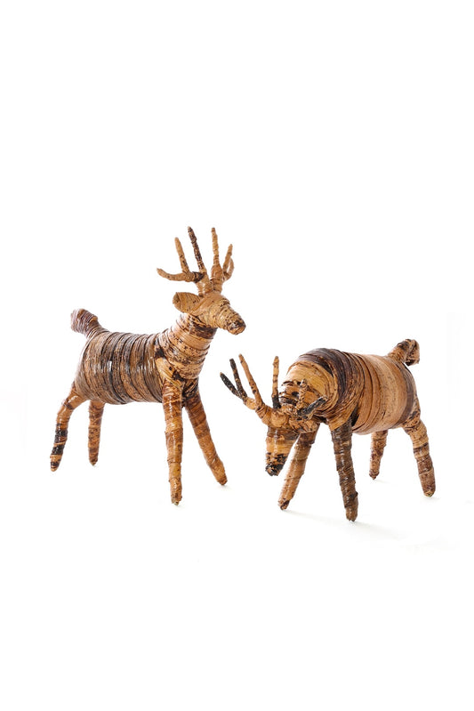 Kenyan Banana Fiber Reindeer Pair