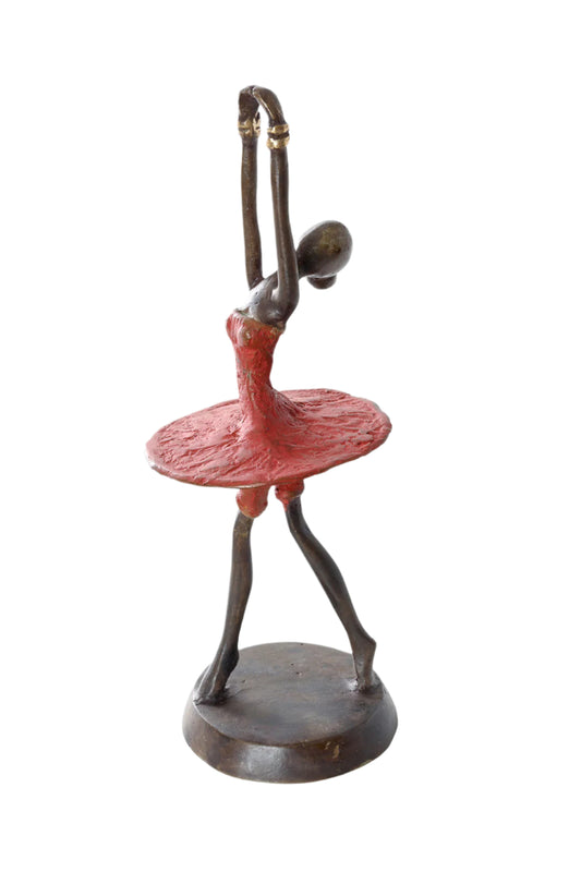 Ballerina in Red One-of-a-Kind Bronze Sculpture