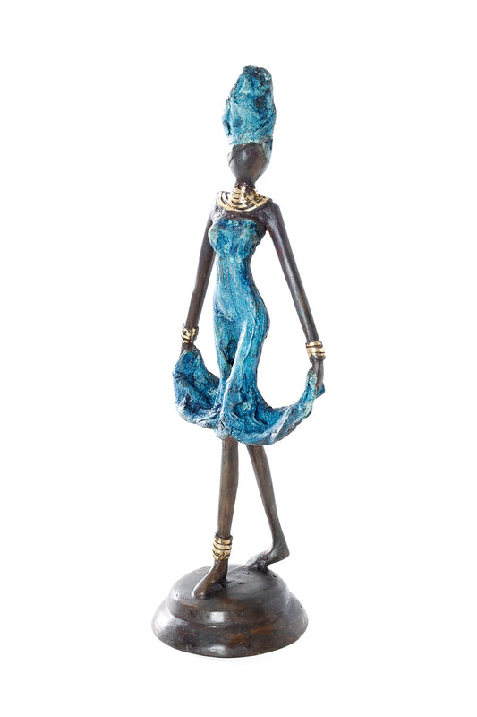 Curtsey in Blue One-of-a-Kind Bronze Sculpture