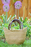 Natural Wing Shopper with Braided Brown Leather Handles