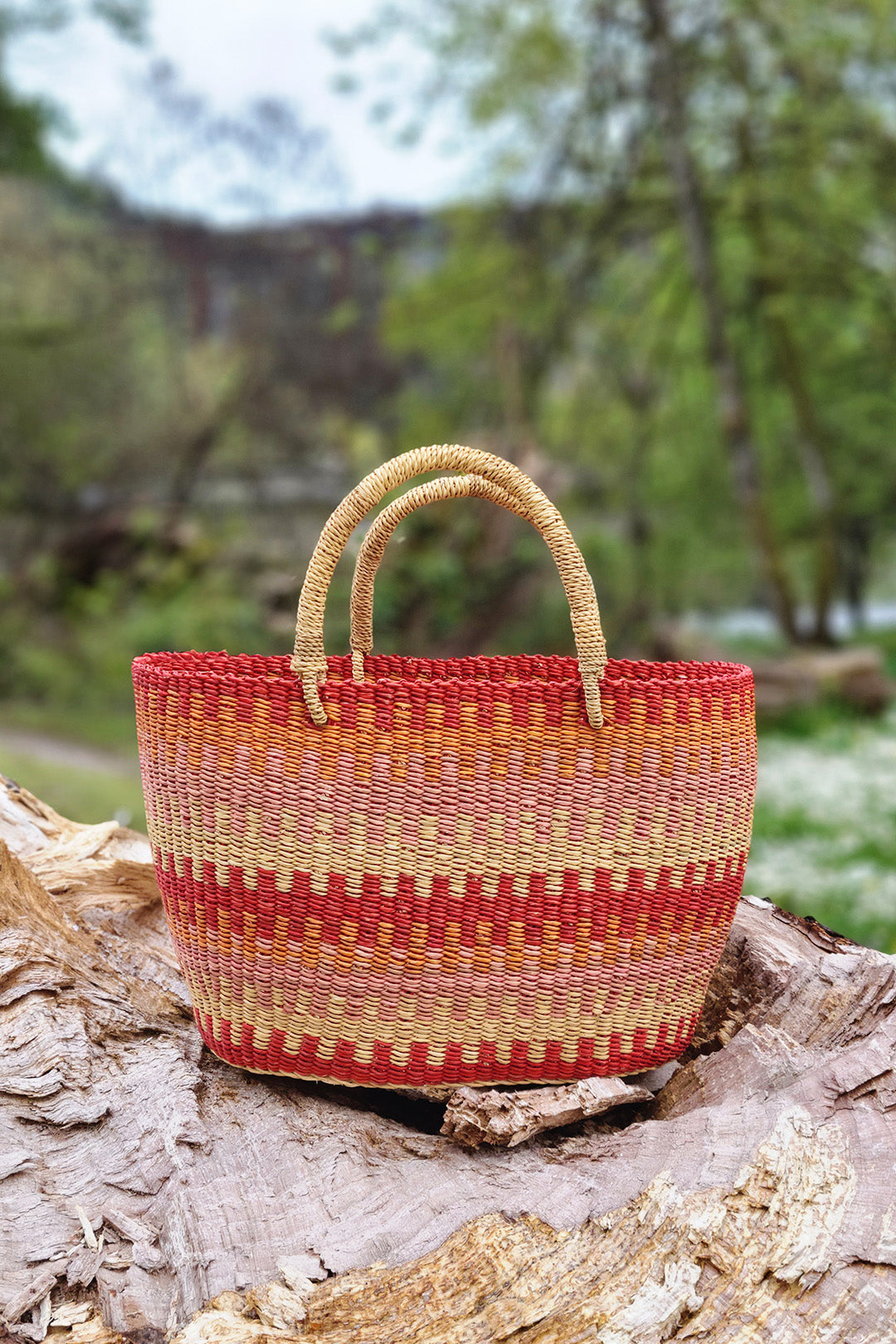 Accra Sunset Patterned Grass Tote