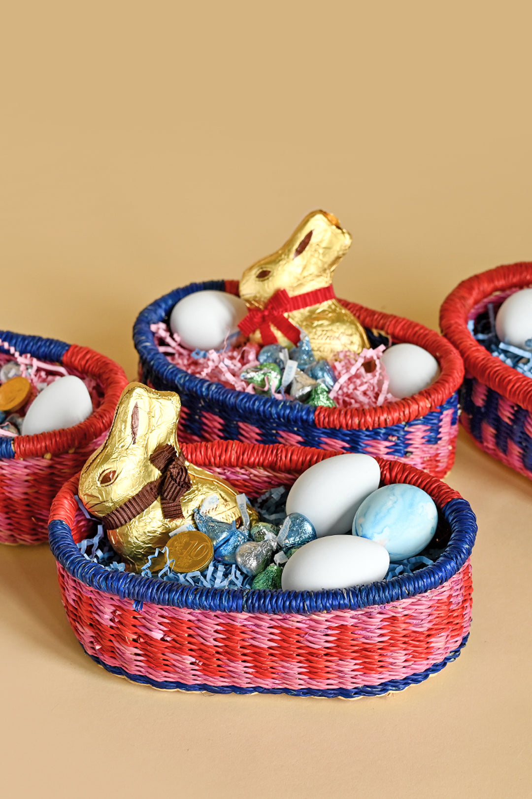 Assorted Blue, Pink, & Red Bread Baskets