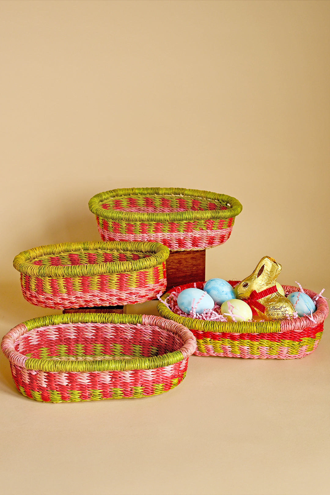 Assorted Pink, Red, & Green Bread Baskets