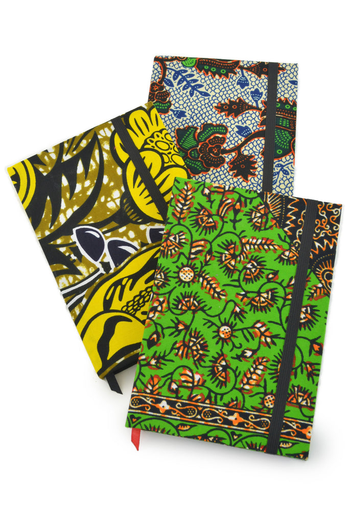 Ankara Wax Cloth Covered Journals - Cool Colors