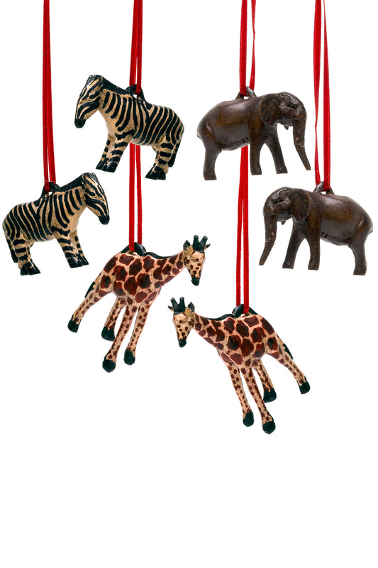 Jacaranda Safari Animal Ornament Set of 6