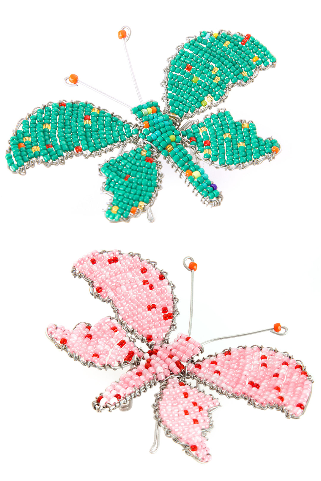 Beaded Butterfly Recycled Wire Sculptures