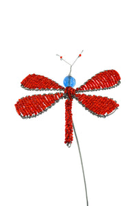 Beaded Dragonfly Recycled Wire Garden Stakes
