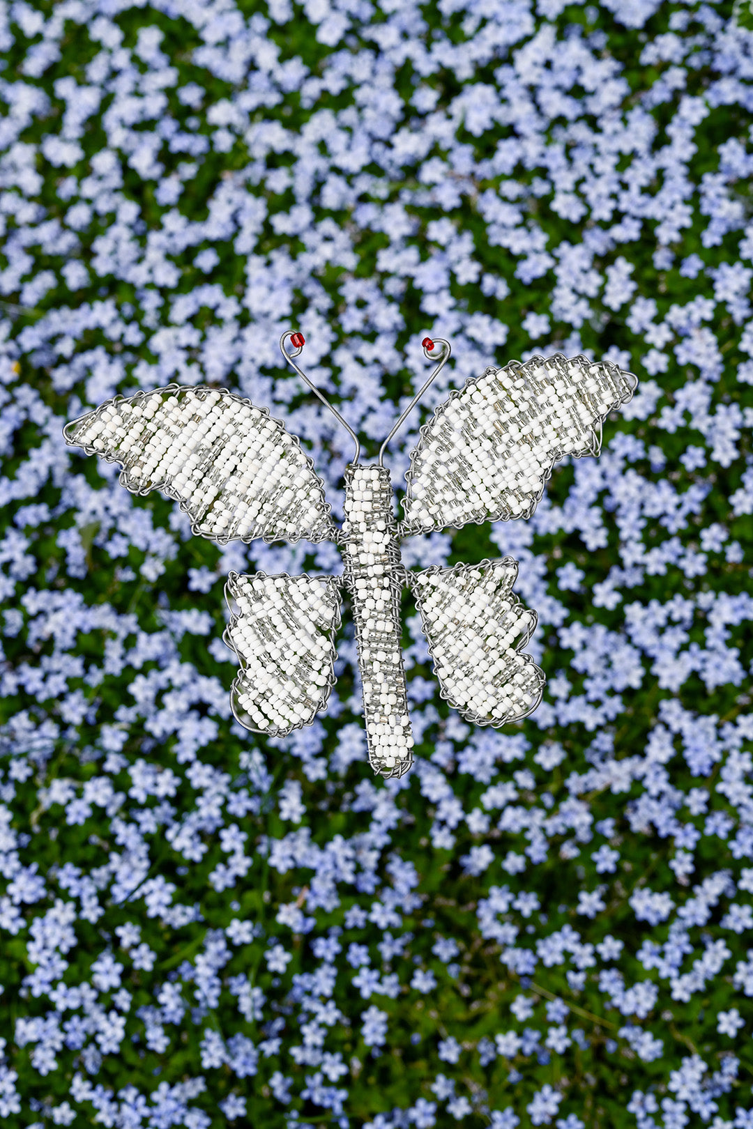 Butterfly Bead and Recycled Wire Garden Stakes [White or Yellow]