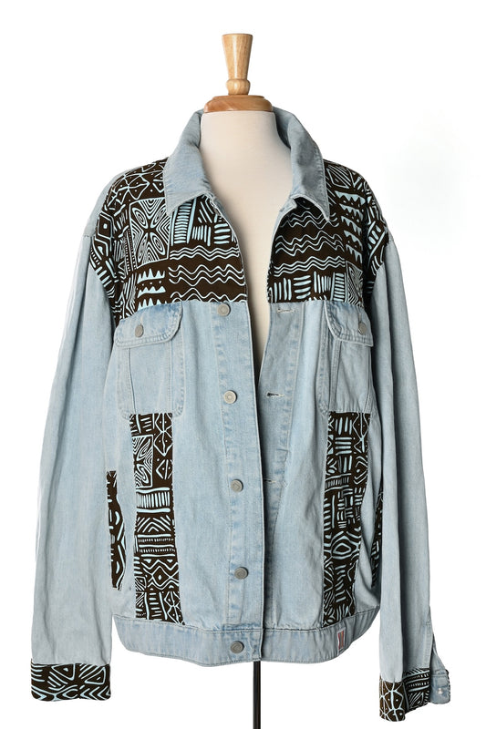 One of a Kind  Upcycled Jean Jacket: Plus Size