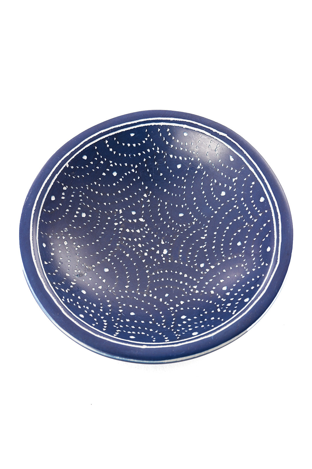 Blue Deco Dot Soapstone Round Dish
