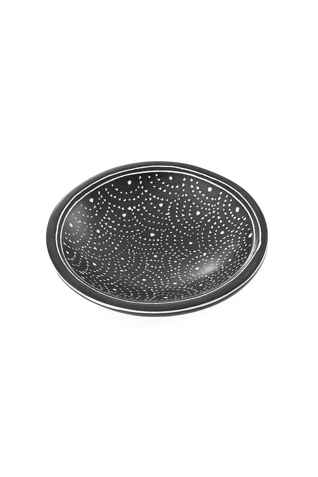 Black Deco Dot Soapstone Round Dish