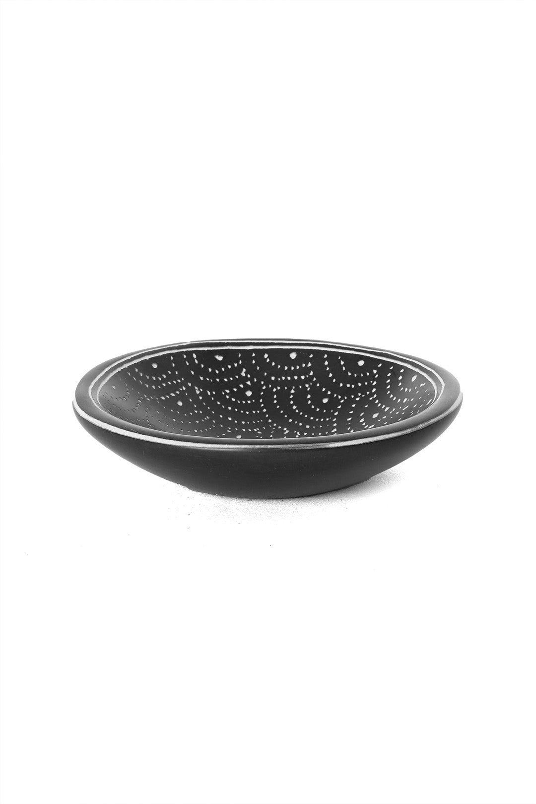 Black Deco Dot Soapstone Round Dish