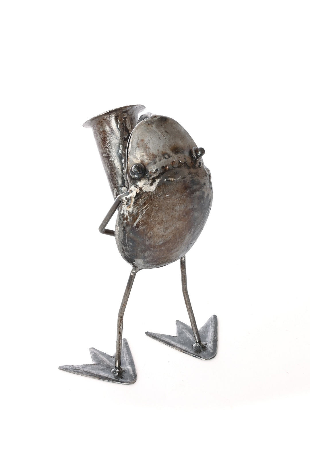 Horn Player Metal Frog Sculpture