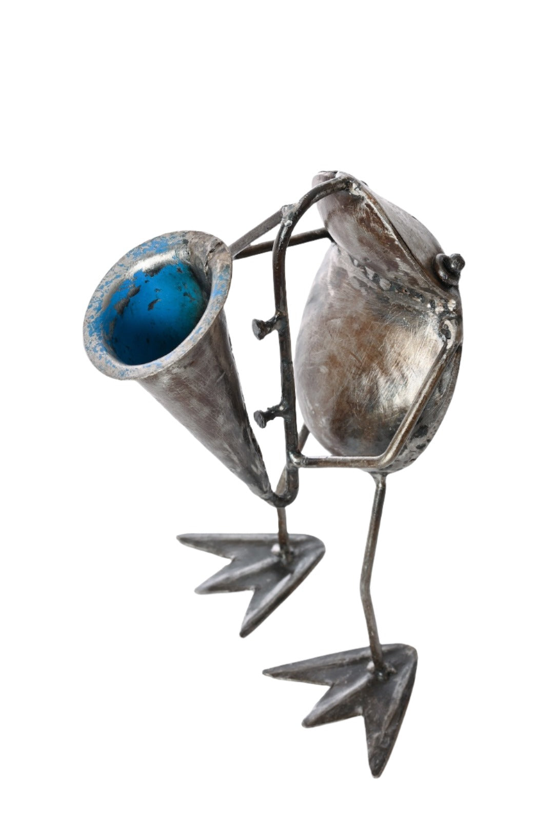 Horn Player Metal Frog Sculpture