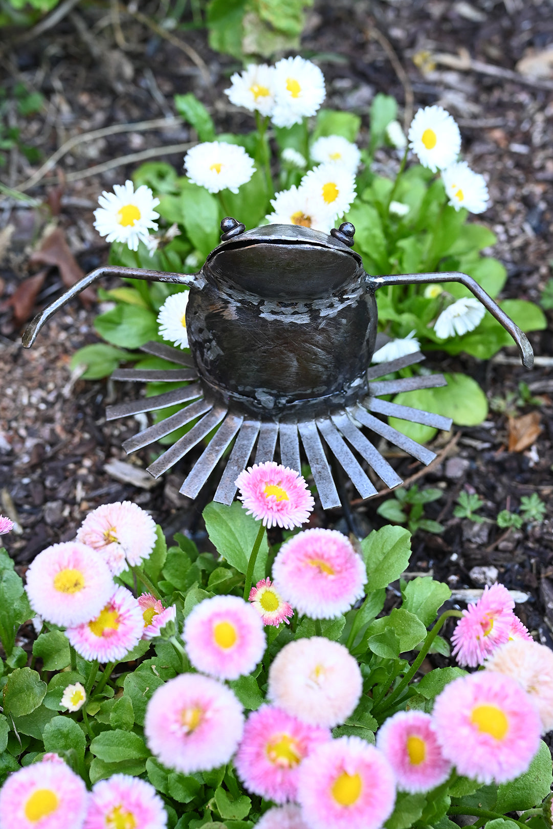 Dancing Frog Recycled Metal Sculpture