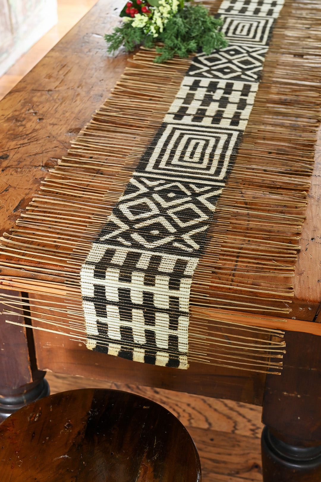 Black & White Mixed Motif Twig Table Runner