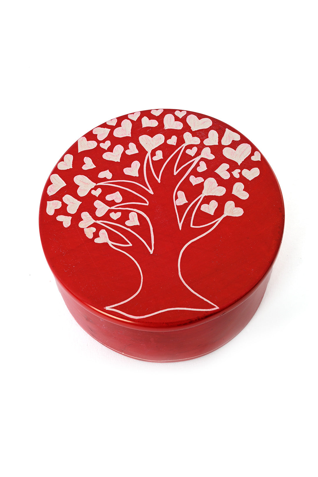 Red Tree of Hearts Soapstone Desktop Box
