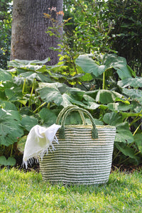 Garden Green Skinny Stripe Sisal Tote