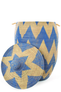 Blue and Cream Chevron XL Senegalese Hamper