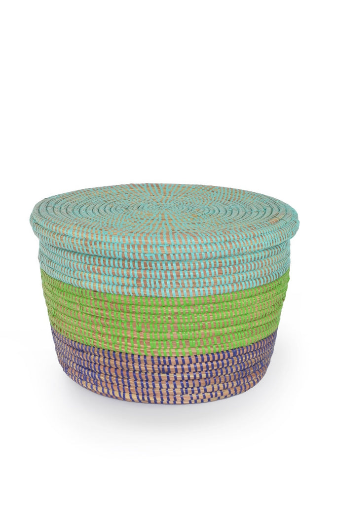 Set of Two Aqua, Blue, and Green Nesting Storage Baskets